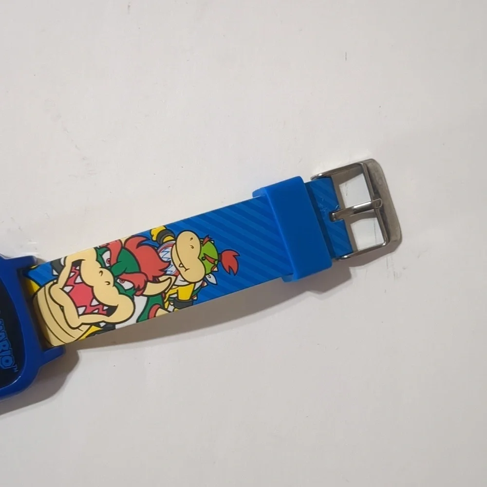 Super Mario Bros Digital Watch Unisex Blue Stainless Steel Rubber Band